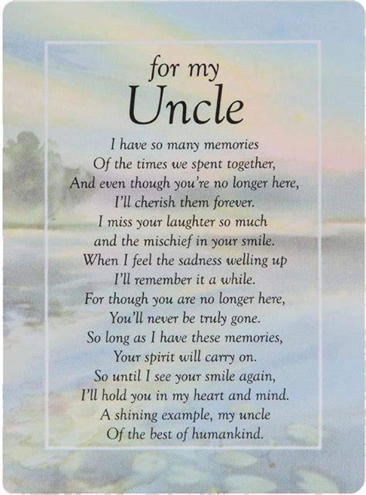 40+ Funeral Poems for a Beloved Uncle Funeral poems, Uncle quotes