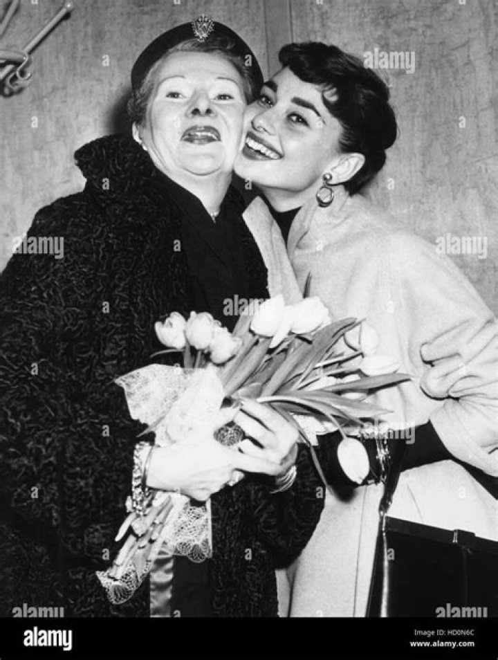 Audrey Hepburn, right, greets her mother, Baroness Ella van Heemstra