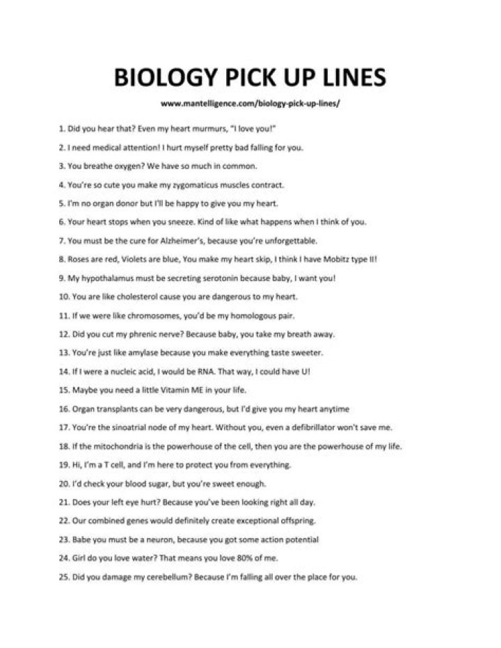 Best Biology Pick Up Lines