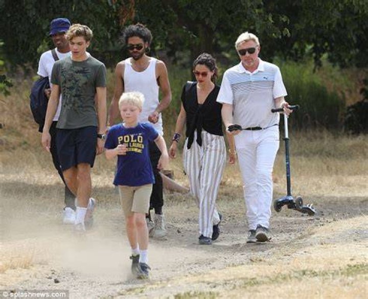 Boris Becker enjoys a walk with his children in Wimbledon Daily Mail