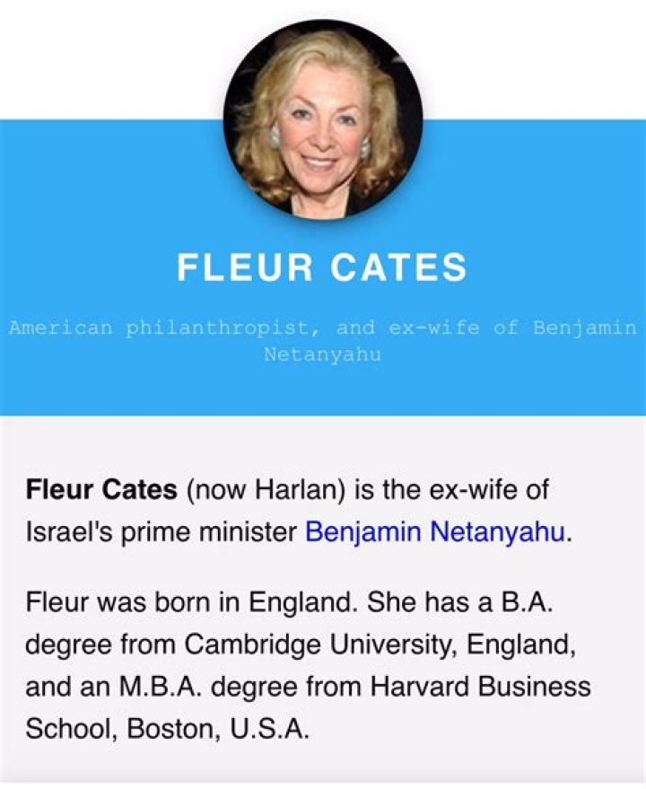 Fleur Cates, All You Need To Know About Benjamin Netanyahu's ExWife