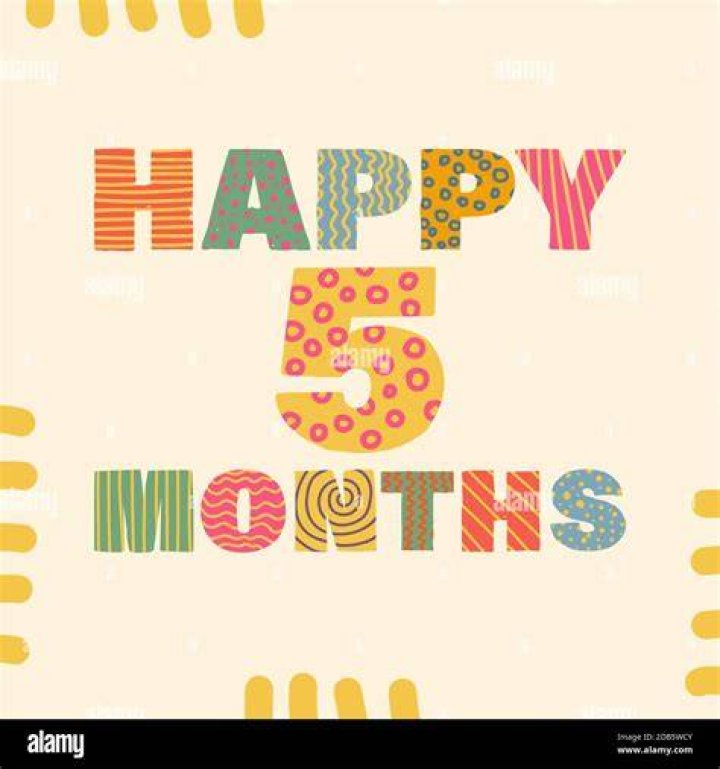Happy 5 month. Congratulatory lettering children's style, cartoon