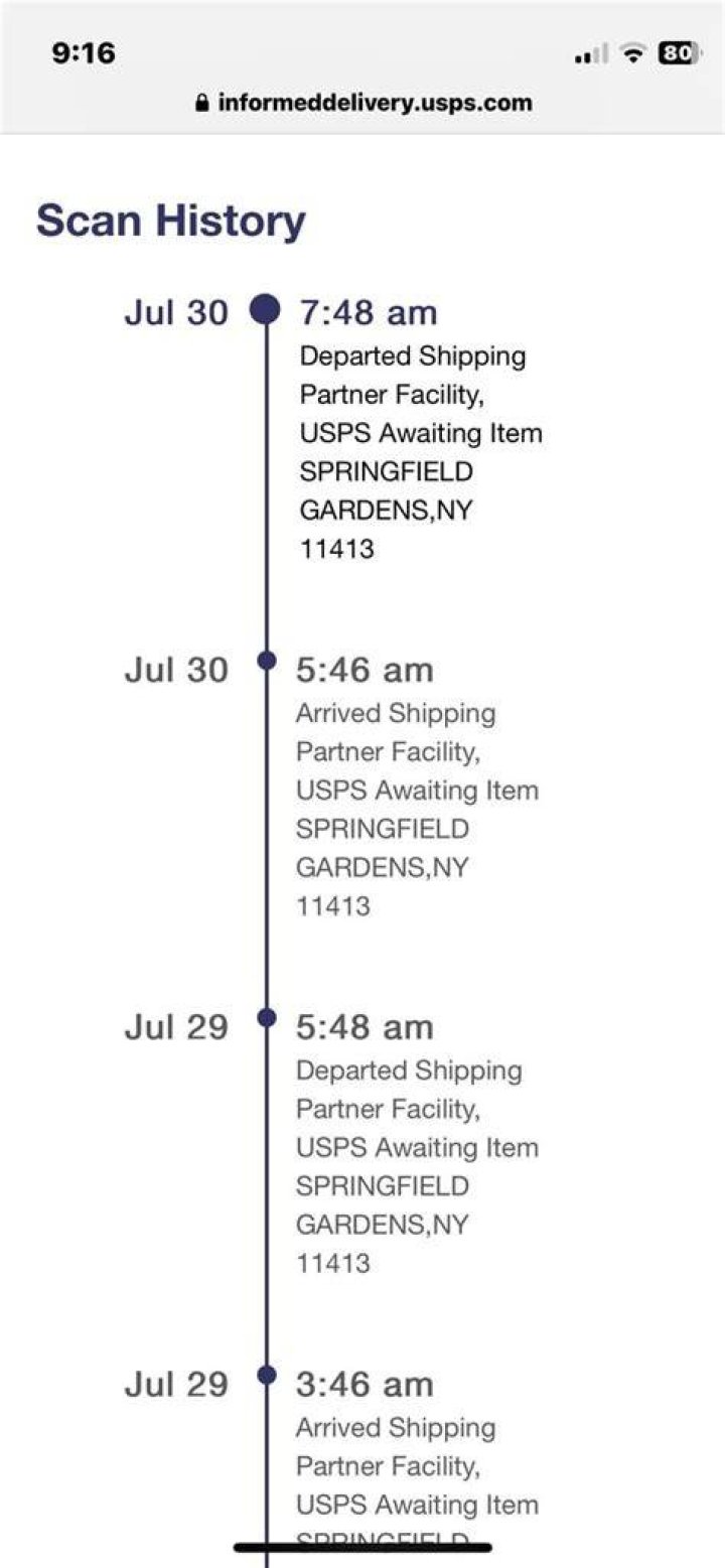 My package keeps leaving and arrived at the same facility near JFK