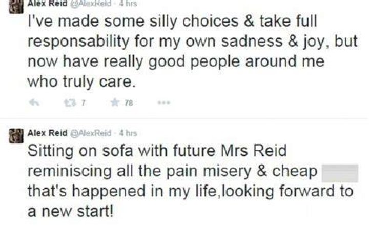Newly engaged Alex Reid posts remorseful tweet Daily Mail Online