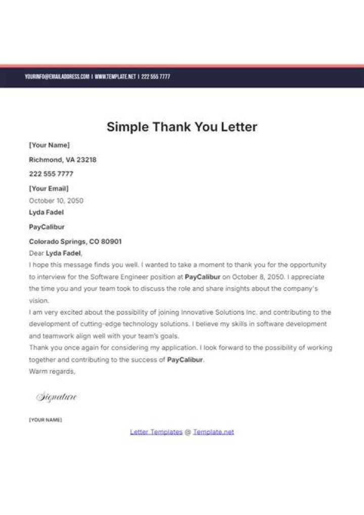 Thank You Letter Template To Parents Sample & Examples