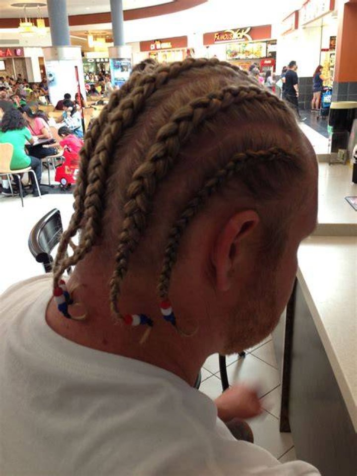 White boy with cornrows for Game Day!!
